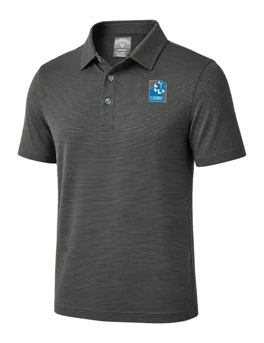 Callaway Black Fine Line Stripe Polo w/NAEMSP Logo
