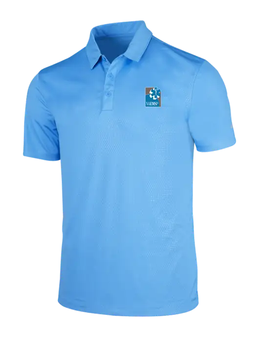 NIKE Light Royal Blue Dri-Fit Embossed Tri-Blade Polo w/NAEMSP Logo