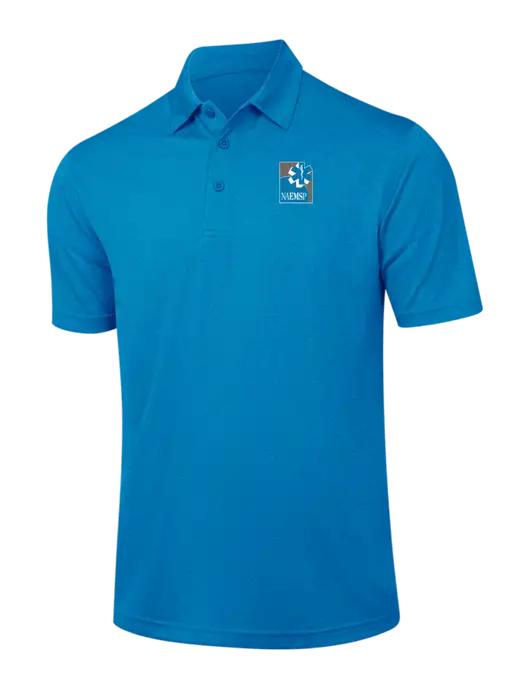 Sapphire Blue Heather Contender Polo w/NAEMSP Logo