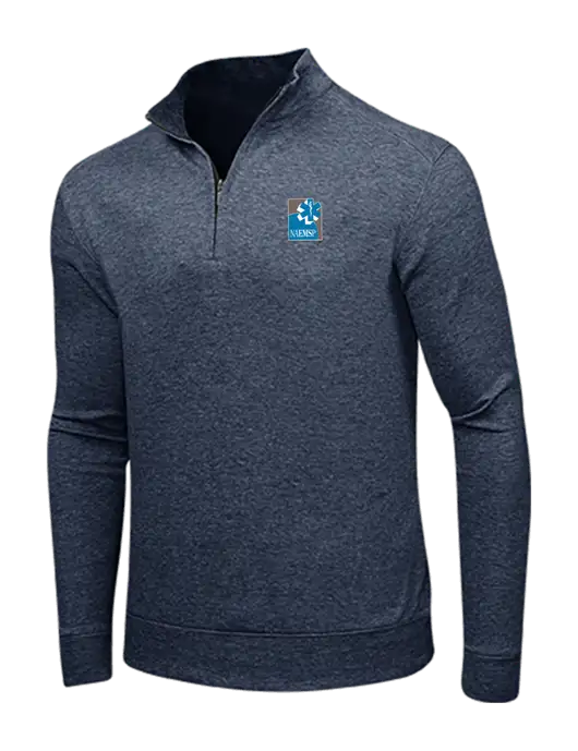 Estate Blue Heather/Charcoal Heather Interlock 1/4 Zip w/NAEMSP Logo