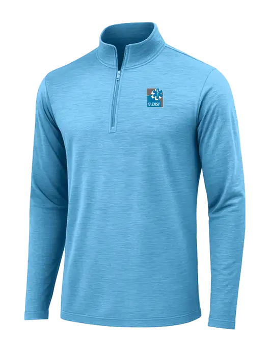 Light Blue Heather Posicharge Tri-Blend Wicking 1/4 Zip Pullover w/NAEMSP Logo