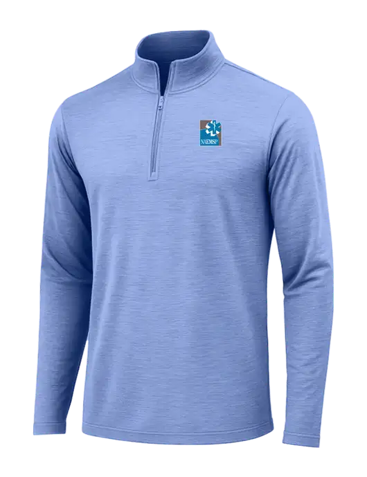True Royal Heather Posicharge Tri-Blend Wicking 1/4 Zip Pullover w/NAEMSP Logo