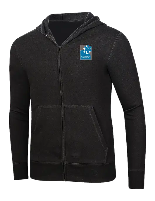 Full-Zip Black Heavyweight Hooded Sweatshirt w/NAEMSP Logo