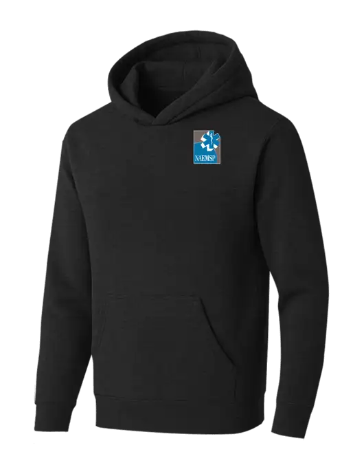 BELLA+CANVAS Black Heather Sponge Fleece Pullover Hoodie w/NAEMSP Logo