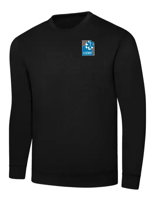 Black 7.8 oz Ring Spun Crew Sweatshirt w/NAEMSP Logo