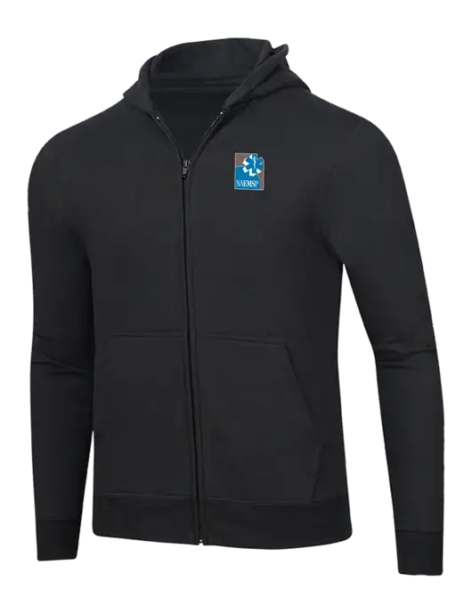 Jet Black 8.5 oz Ring Spun Zip Hooded Sweatshirt w/NAEMSP Logo