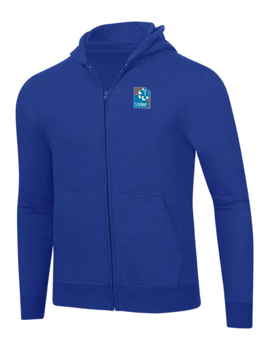 True Royal 8.5 oz Ring Spun Zip Hooded Sweatshirt w/NAEMSP Logo