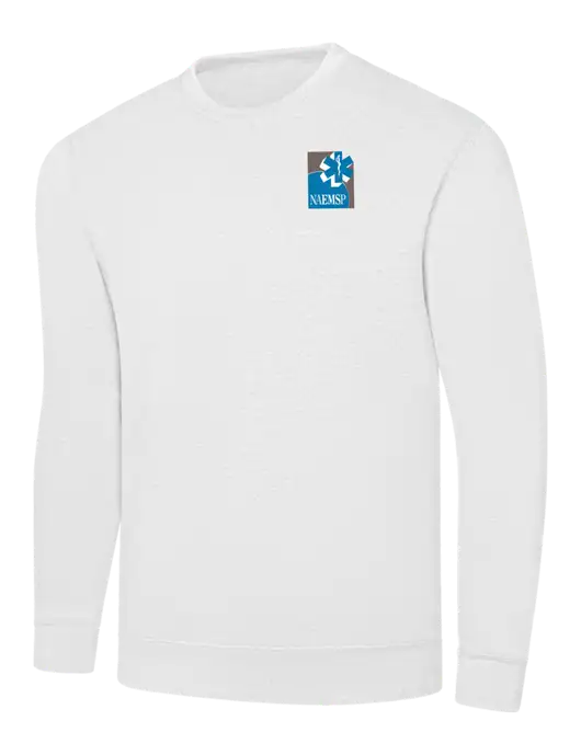 White 7.8 oz Ring Spun Crew Sweatshirt w/NAEMSP Logo