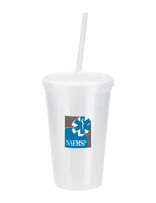 Sorrento Clear 16 oz Tumbler with Lid & Straw w/NAEMSP Logo