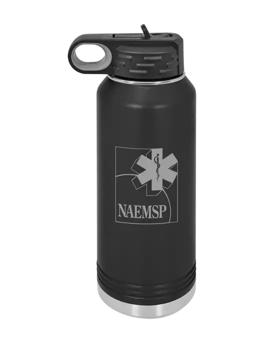 Polar Camel 32 oz Powder Coated Black Vacuum Insulated Water Bottle w/NAEMSP Logo