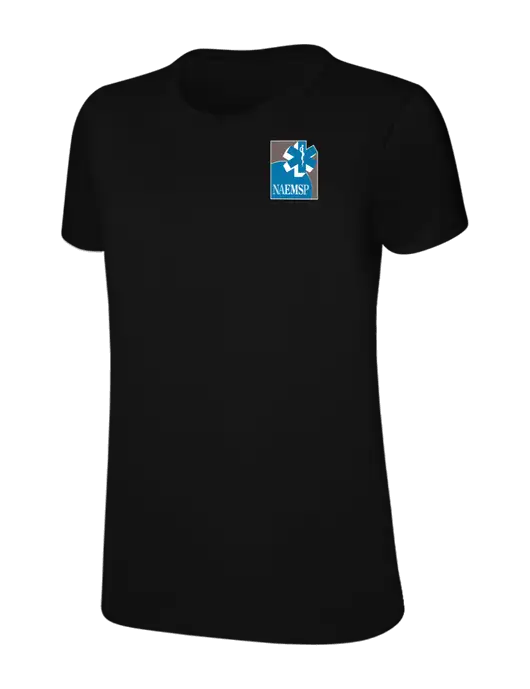 Womens Ring Spun Jet Black 4.5 oz T-Shirt w/NAEMSP Logo