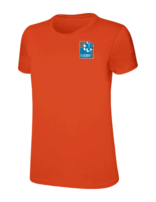 Womens Ring Spun Orange 4.5 oz T-Shirt w/NAEMSP Logo