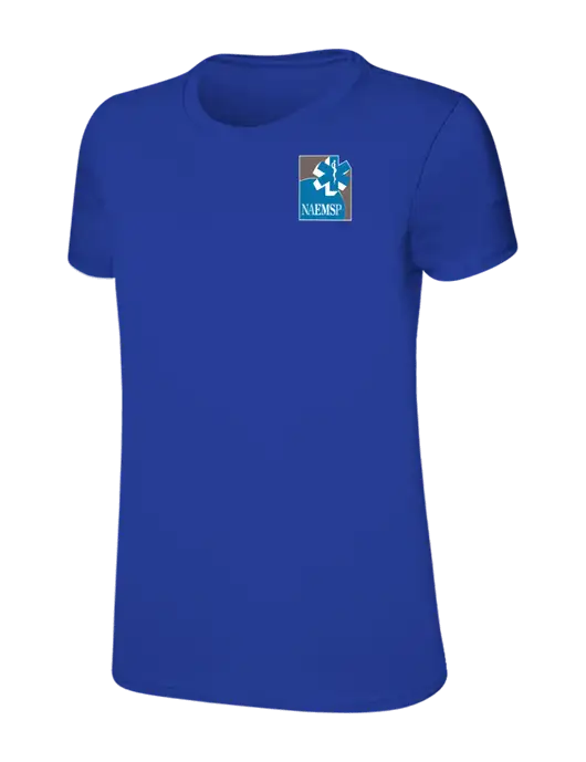 Womens Ring Spun Royal 4.5 oz T-Shirt w/NAEMSP Logo