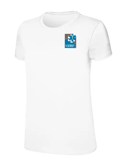 Womens Ring Spun White 4.5 oz T-Shirt w/NAEMSP Logo
