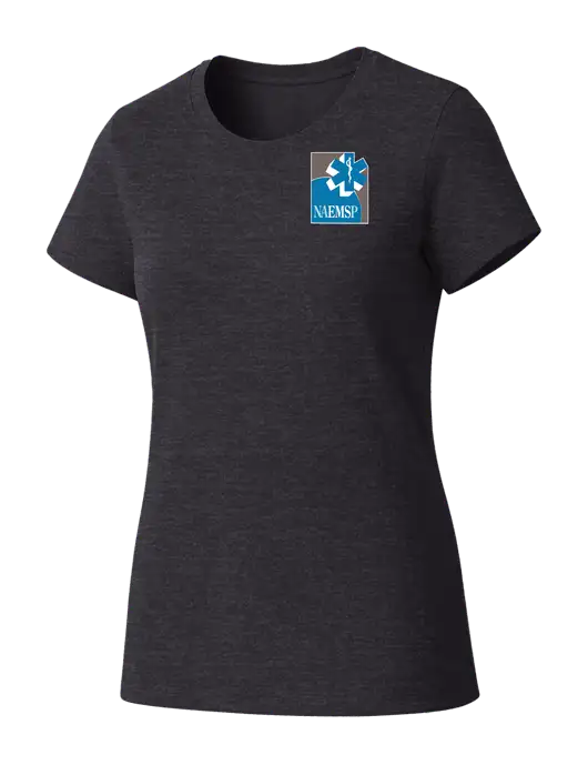 Womens Seriously Soft Heathered Charcoal T-Shirt w/NAEMSP Logo