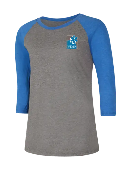 Womens Simply Soft 3/4 Sleeve Royal Frost/Grey Ring Spun Cotton T-Shirt w/NAEMSP Logo