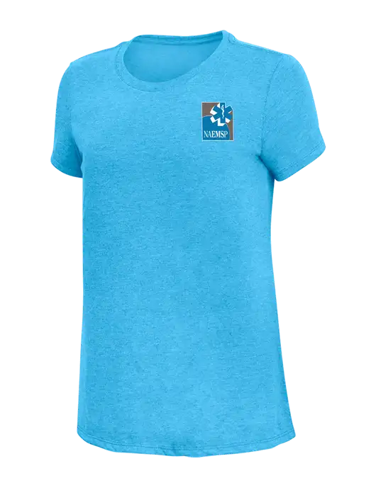 Womens Simply Soft Turquoise Frost 4.5oz  Poly/Combed Ring Spun Cotton T-Shirt w/NAEMSP Logo