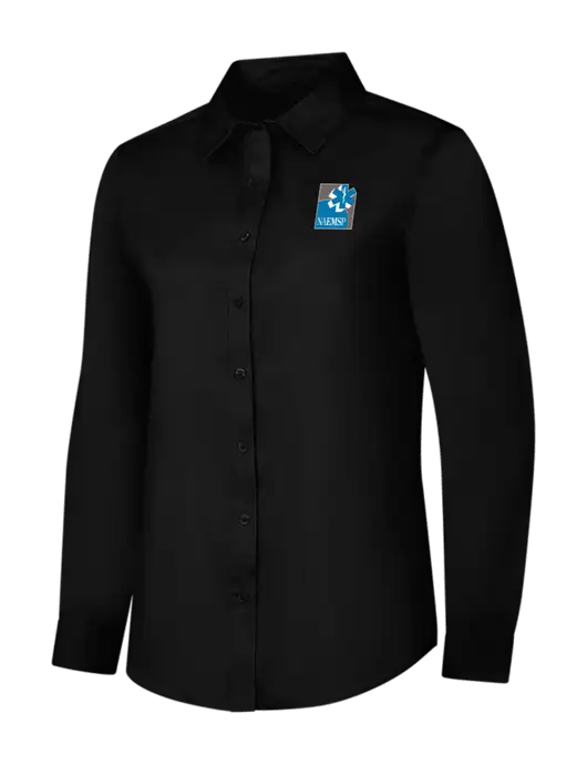 Womens Black Long Sleeve Superpro React Twill Shirt w/NAEMSP Logo