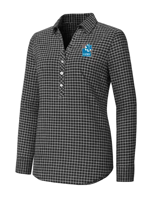 Womens Dark Grey/White City Stretch Shirt w/NAEMSP Logo