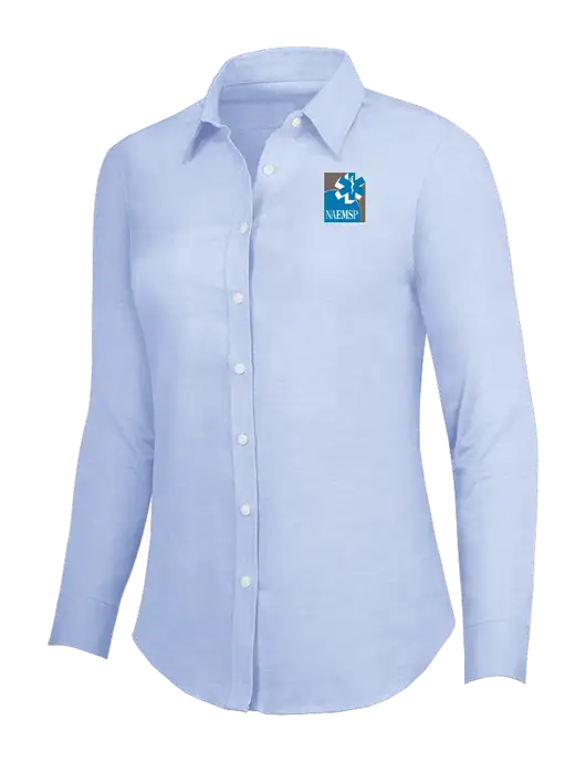 Light Blue Womens SuperPro Oxford Shirt w/NAEMSP Logo