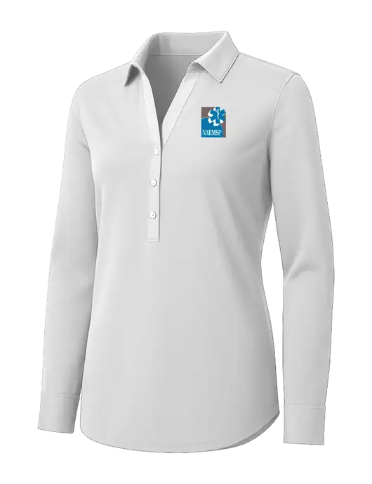 Womens White City Stretch Shirt w/NAEMSP Logo
