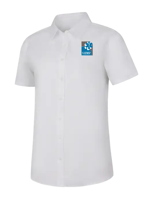 Womens White Short Sleeve Superpro React Twill Shirt w/NAEMSP Logo
