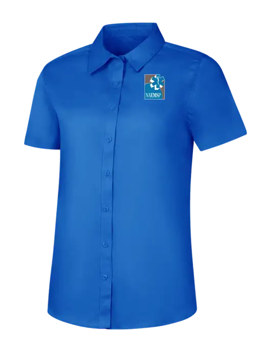 Womens Short Sleeve Royal Blue Superpro React Twill Shirt w/NAEMSP Logo