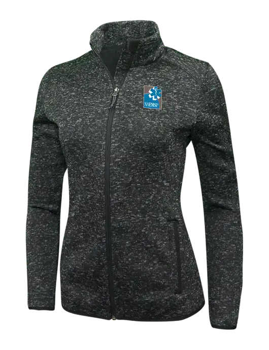 Black Heather Womens Sweater Fleece Jacket w/NAEMSP Logo