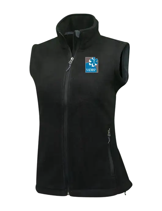 Womens Black Fleece Vest w/NAEMSP Logo