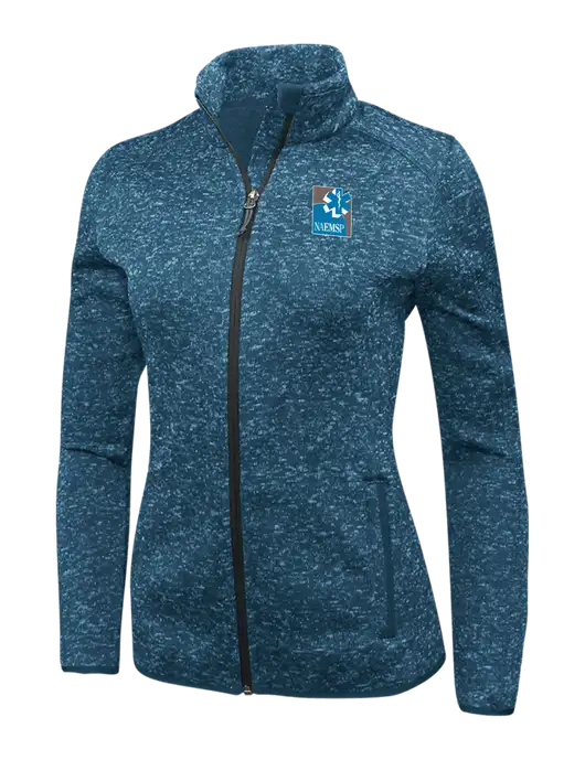 Medium Blue Heather Womens Sweater Fleece Jacket w/NAEMSP Logo