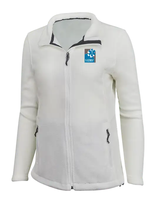 Womens White Fleece Jacket w/NAEMSP Logo