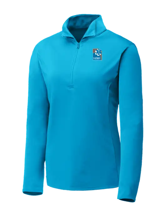Sapphire Blue Womens Posicharge Competitor ¼ Zip Pullover w/NAEMSP Logo