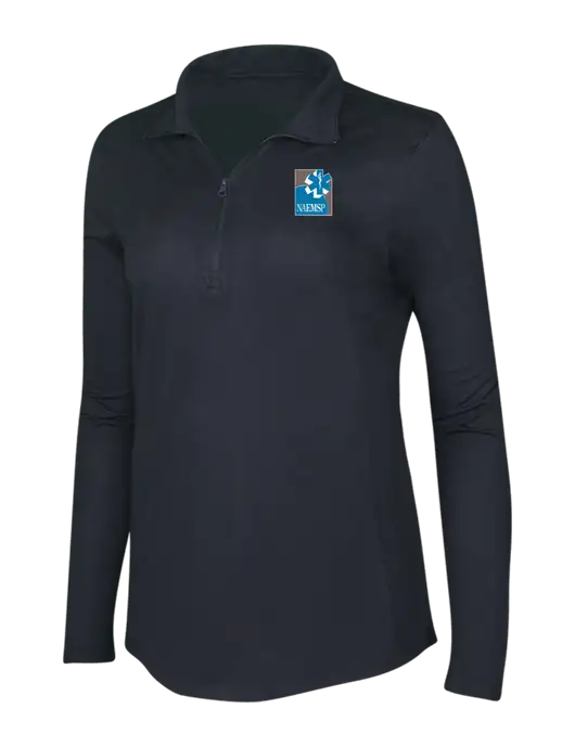 Black Triad Solid Womens Posicharge Tri-Blend Wicking 1/4 Zip Pullover w/NAEMSP Logo