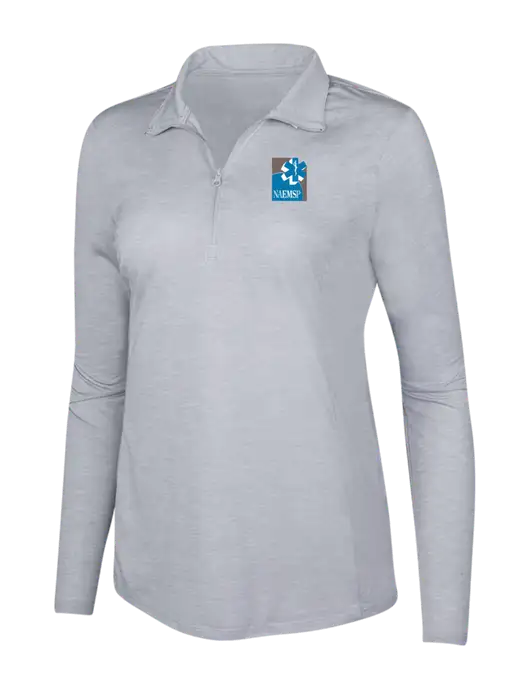 Light Grey Heather Womens Posicharge Tri-Blend Wicking 1/4 Zip Pullover w/NAEMSP Logo