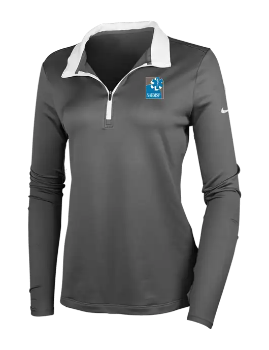 NIKE Dark Grey/White Womens Dry-Fit Stretch 1/2 Zip Cover-Up w/NAEMSP Logo