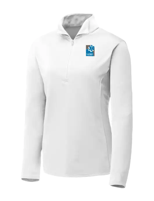 White Womens Posicharge Competitor ¼ Zip Pullover w/NAEMSP Logo