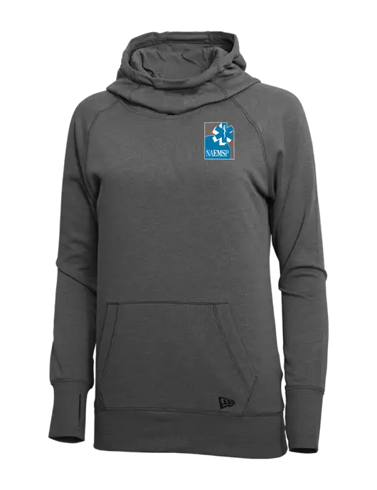 New Era Black Heather Womens Tri-Blend Fleece Pullover Hoodie w/NAEMSP Logo