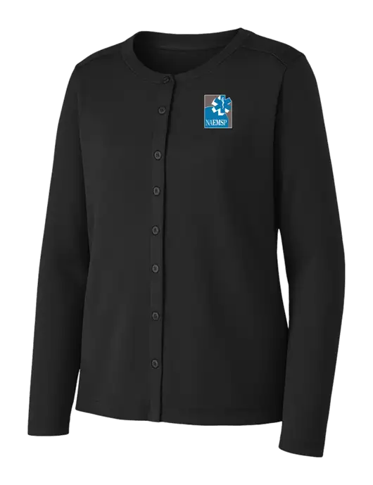 Black Womens Concept Stretch Button-Front Cardigan Sweater w/NAEMSP Logo