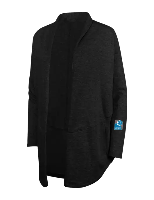 Deep Black/Charcoal Heather Womens Interlock Cardigan w/NAEMSP Logo