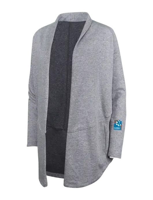 Medium Heather Grey/Char Heather Womens Interlock Cardigan w/NAEMSP Logo