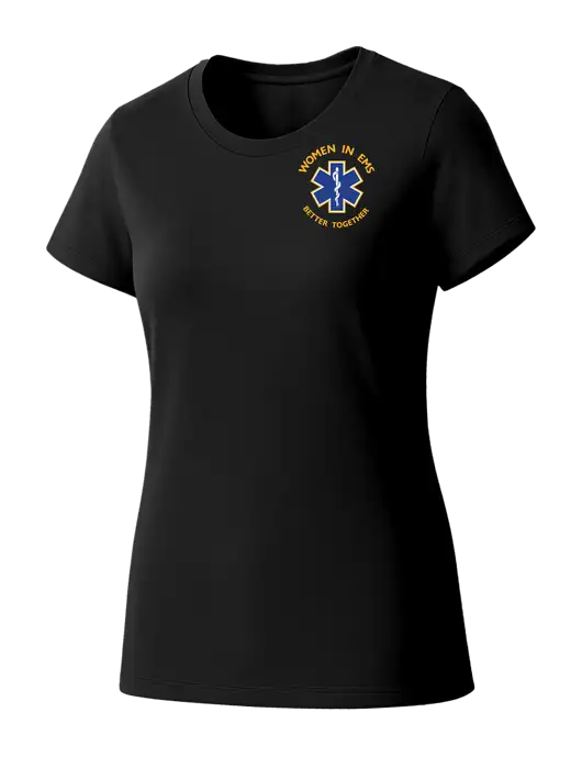 Womens Seriously Soft Black T-Shirt w/Women In EMS