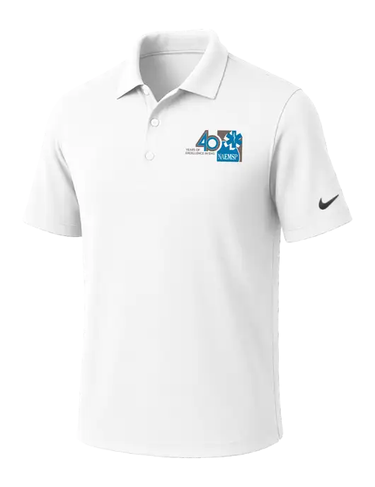 NIKE White Dri-Fit Micro Pique Polo w/40th Anniversary Logo