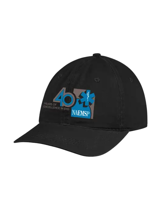 Garment Washed Unstructured Twill Black Cap w/40th Anniversary Logo